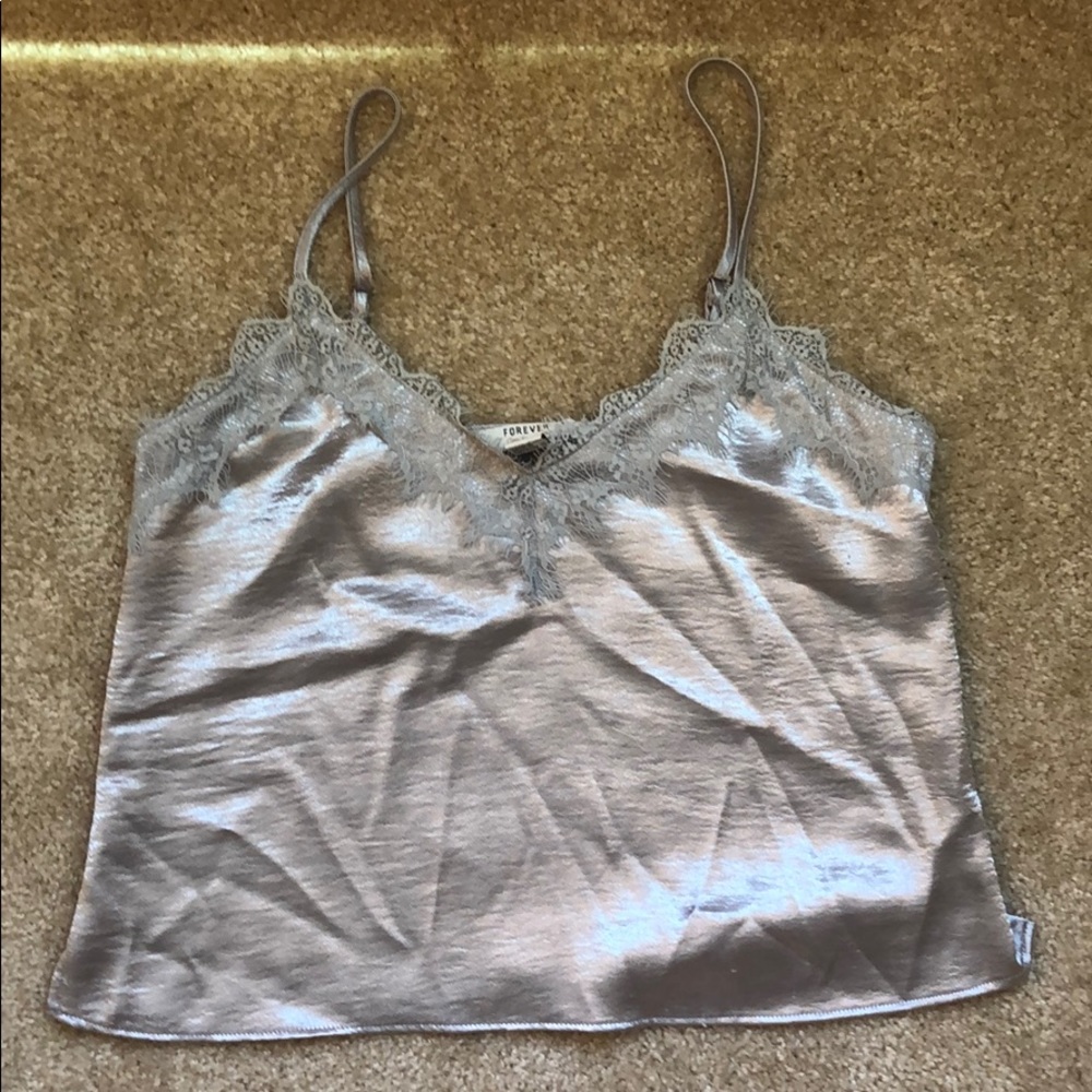Silver cami crop top